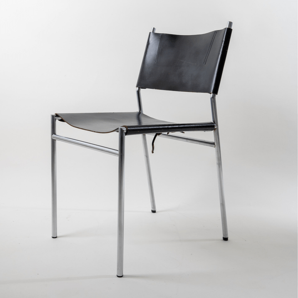 Dining Chair in Black Leather by Mart Visser for 'T Spectrum 1960's - COLLECTORS RDAM