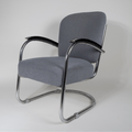 Easy chair model 436 in grey fabric, chromium and wood, Paul SCHUITEMA - 1930s - COLLECTORS RDAM