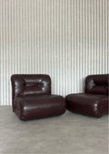 Italian Burgundy Leather Lounge Chairs – Set of 6 - COLLECTORS RDAM