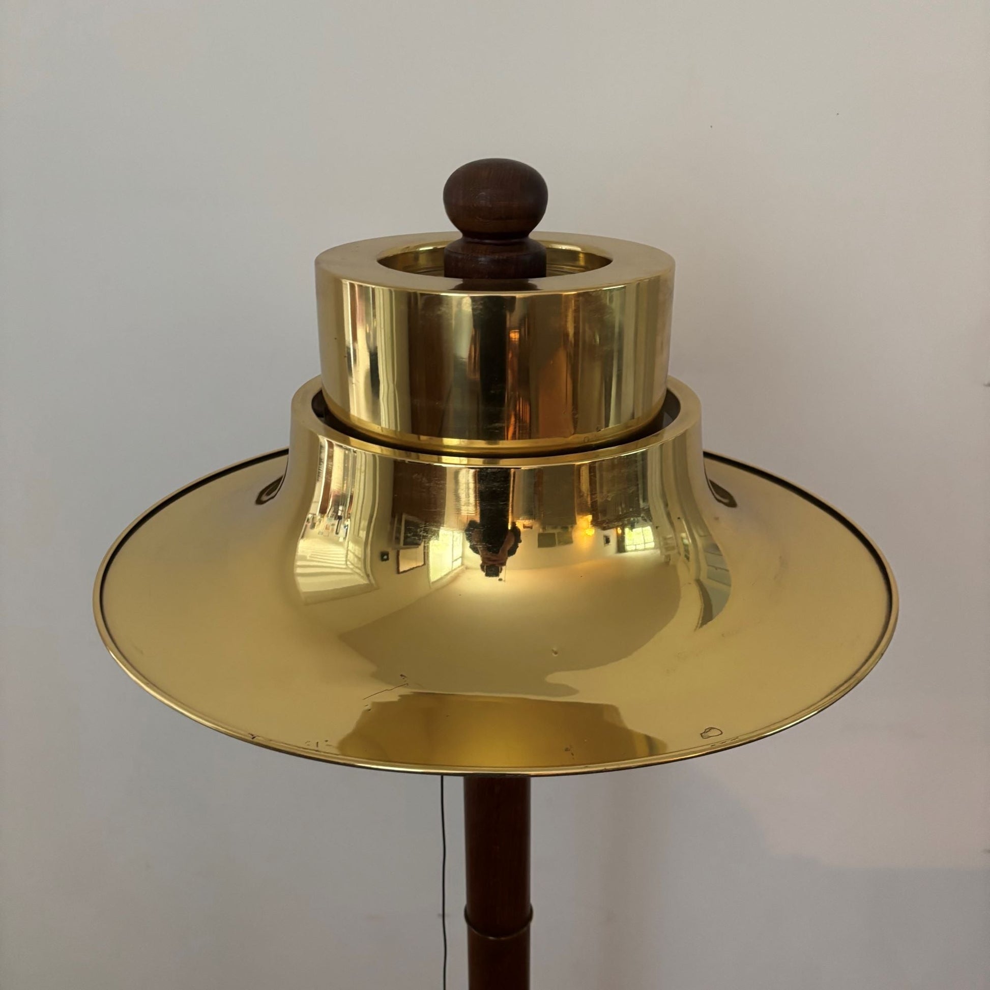 Scandinavian design floorlamp, oak base,aluminium shade – Norlett Elit, Sweden, 1970s - COLLECTORS RDAM