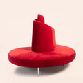 Tatlin round red velvet sofa by Edra, centre piece, Italy, 1980s - COLLECTORS RDAM
