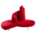Tatlin round red velvet sofa by Edra, centre piece, Italy, 1980s - COLLECTORS RDAM